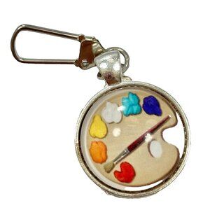 Glass Dome Art Palette Necklace 18" Artist Gift Hobby Painting Paint Silver Tone